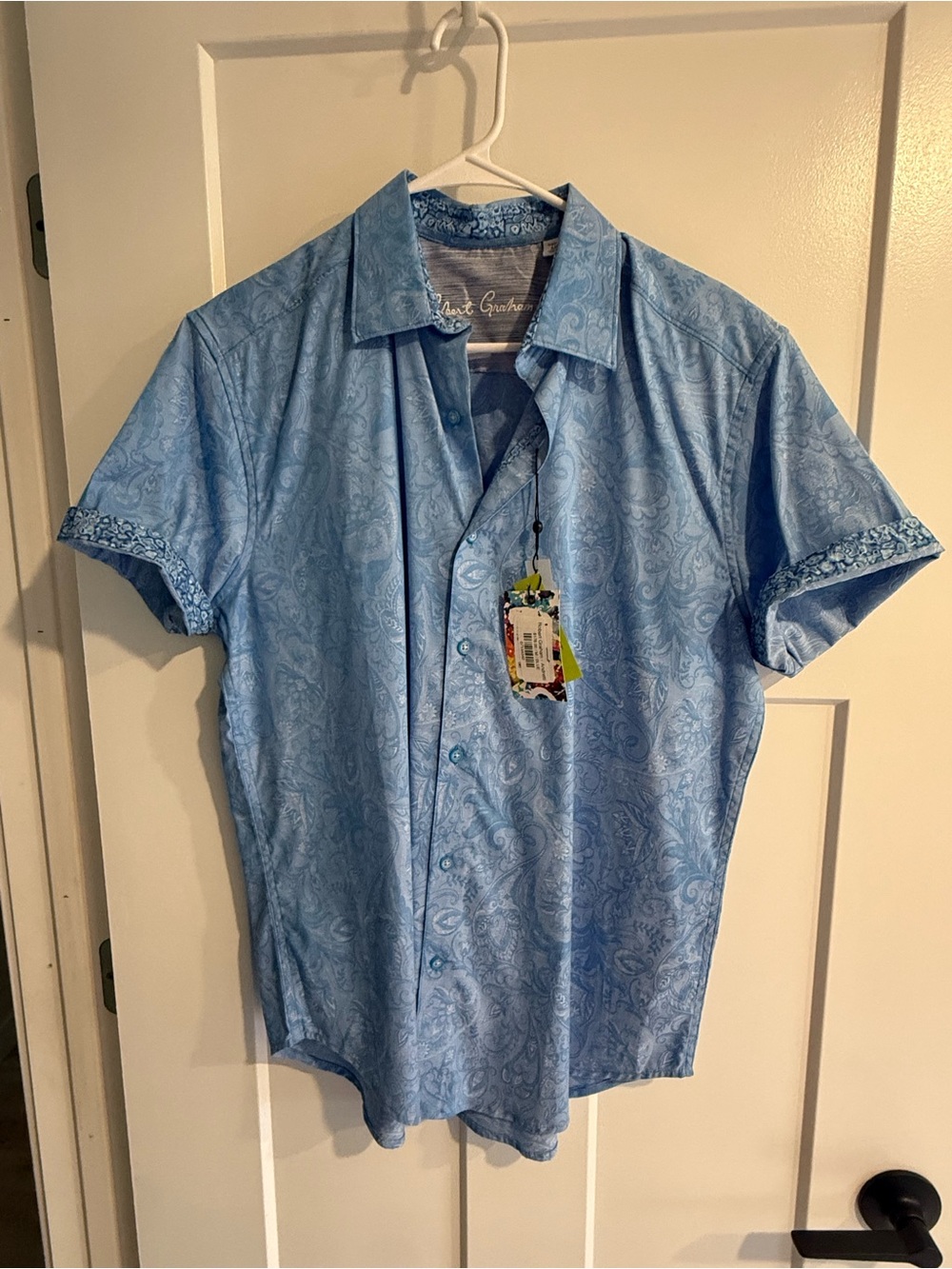 Robert Graham Light Blue Paisley Short-Sleeve Button-Down Shirt